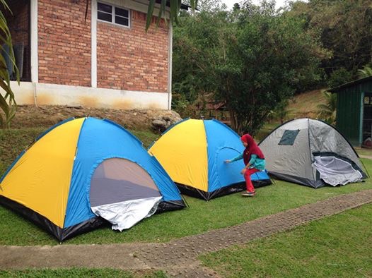 Tents pitched on the lawn